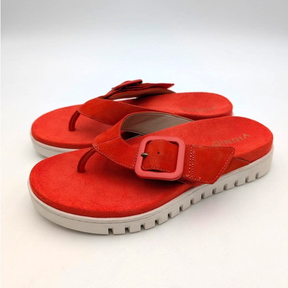 Vionic Uptown Marin Toe Post Sandals Women's Cherry Tomato Size US7.5 EU38